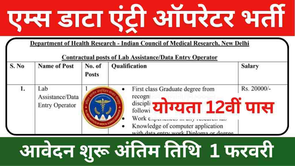 AIIMS Data Entry Operator Vacancy: एम्स डाटा एंट्री ऑपरेटर में 12वीं पास के लिए बिना परीक्षा भर्ती का नोटिफिकेशन जारी